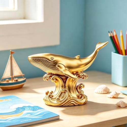 XINDAM Whale Figurine Marine Animals Statue Decorative Home & Office Resin Figurines Home Office Display Craft Living Room Decor Ornaments for Tabletop - Image 7