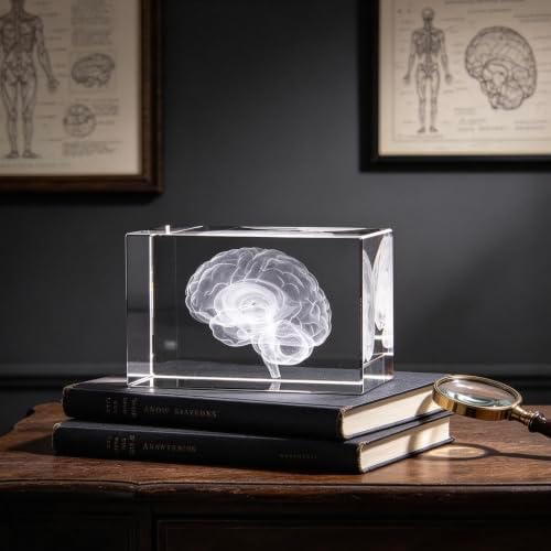 3D Human Brain Anatomical Model Paperweight(Laser Etched) in Crystal Glass Cube Science Gift (No Included LED Base)(3.1x2x2 inch) - Image 3