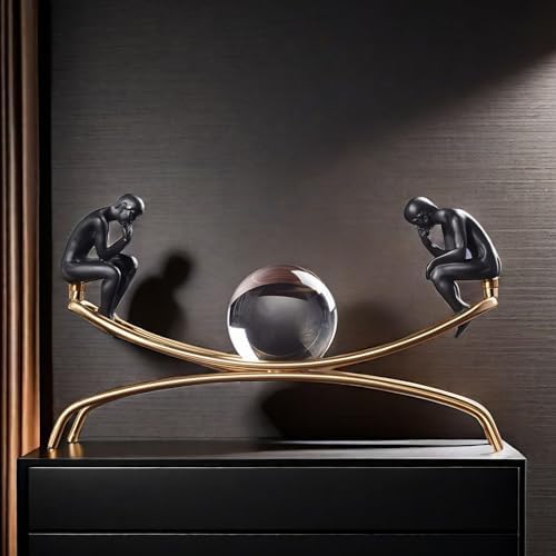 XINDAM Elegant The Thinker Thinking Man Statue with Crystal Ball Decorative Home & Office Figurines Home Office Display Craft Living Room Decor Ornaments for Tabletop - Image 6