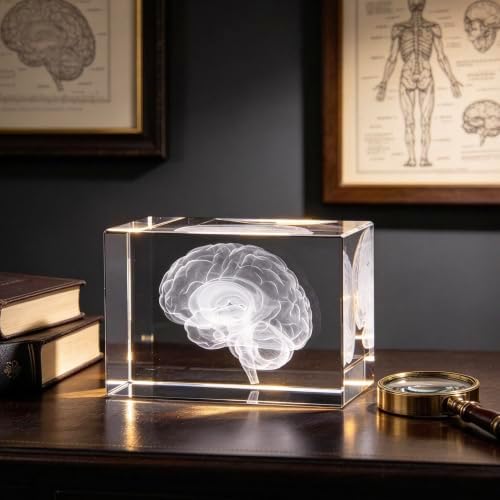 3D Human Brain Anatomical Model Paperweight(Laser Etched) in Crystal Glass Cube Science Gift (No Included LED Base)(3.1x2x2 inch) - Image 5