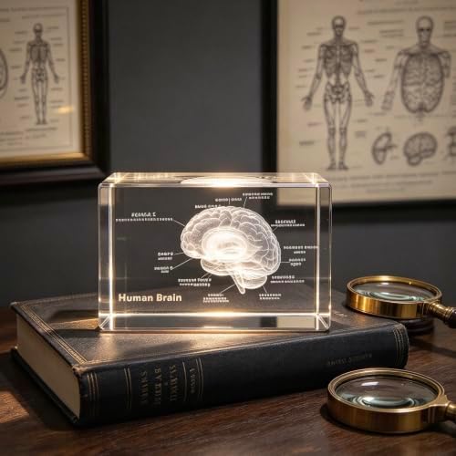 3D Human Brain Anatomical Model Paperweight(Laser Etched) in Crystal Glass Cube Science Gift (No Included LED Base)(3.1x2x2 inch) - Image 7