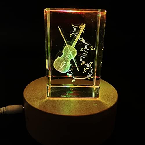 XINDAM 3D Violin Paperweight Laser Etched in Crystal Glass Cube Music Graduation Christmas Birthday Valentine's Day - Image 4