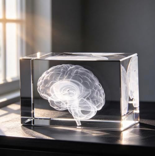 3D Human Brain Anatomical Model Paperweight(Laser Etched) in Crystal Glass Cube Science Gift (No Included LED Base)(3.1x2x2 inch) - Image 6