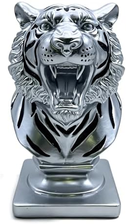 XINDAM 9.6 INCH Tiger Bust Statue Tigers Head Figurine Decorative Home & Office Figurines Home Office Display Craft Living Room Decor Ornaments for Tabletop Silver - Image 6