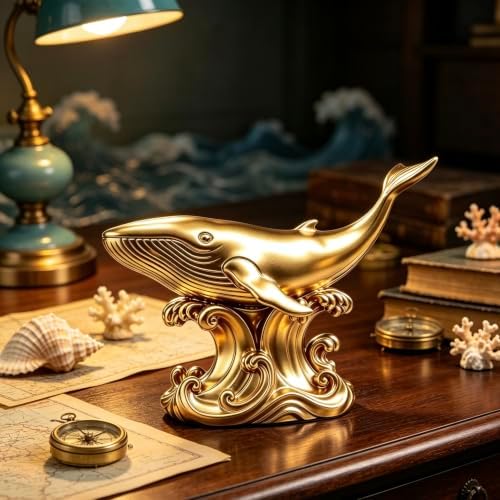 XINDAM Whale Figurine Marine Animals Statue Decorative Home & Office Resin Figurines Home Office Display Craft Living Room Decor Ornaments for Tabletop - Image 5
