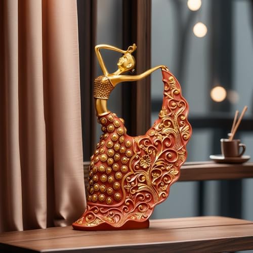 XINDAM Elegant Peacock Art Figurine Dancer Statue Decorative Home & Office Figurines Home Office Display Craft Living Room Decor Ornaments for Tabletop Red and Gold - Image 7