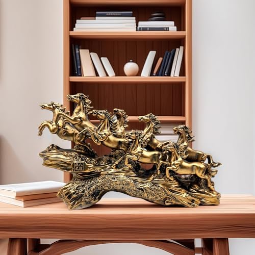 XINDAM 8 Chinese Feng Shui Horses Running Horse Statue Frgurines Decorative Home & Office Figurines Home Office Display Craft Living Room Decor Ornaments for Tabletop (Bronze) - Image 4