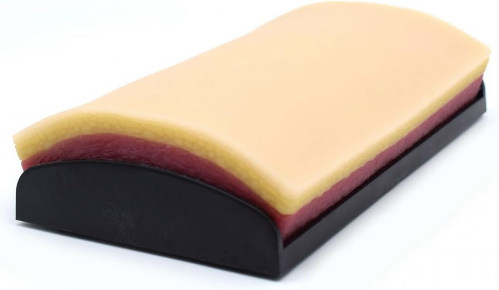 Training Suture Pad Skin Model Practice with Curved Base, Anti-Slip Rubber Stoppers, 3 Layers, Reusable for Student Nurse,Reusable and Durable (7" X 4.3" X 1")