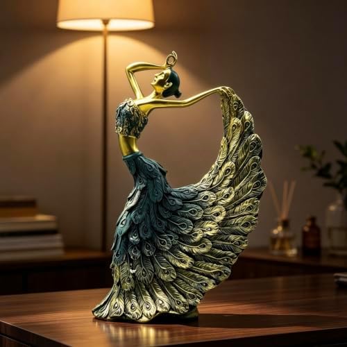 XINDAM Elegant Peacock Art Figurine Dancer Statue Decorative Home & Office Figurines Home Office Display Craft Living Room Decor Ornaments for Tabletop - Image 4