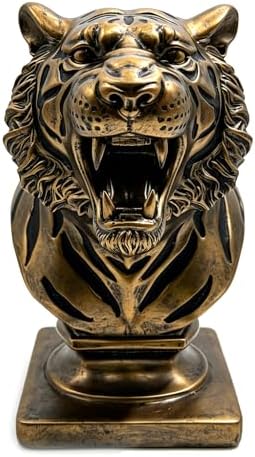 XINDAM 9.6 INCH Tiger Bust Statue Tigers Head Figurine Decorative Home & Office Figurines Home Office Display Craft Living Room Decor Ornaments for Tabletop Bronze - Image 7