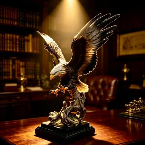 XINDAM Large Eagle Statue Eagles Figurine Decorative Home & Office Resin Figurines Home Office Display Craft Living Room Decor Ornaments for Tabletop 17 INCH - Image 3