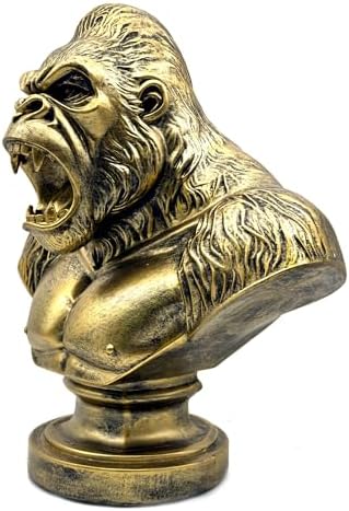 XINDAM 13 Inch Strong Gorilla Figurine Orangutan Animal Statue Decorative Home & Office Figurines Home Office Display Craft Living Room Decor Ornaments for Tabletop Bronze - Image 7