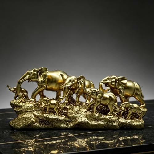 XINDAM 14 INCH Elephant Statue Elephants Family Figurine Decorative Home & Office Figurines Home Office Display Craft Living Room Decor Ornaments for Tabletop - Image 2