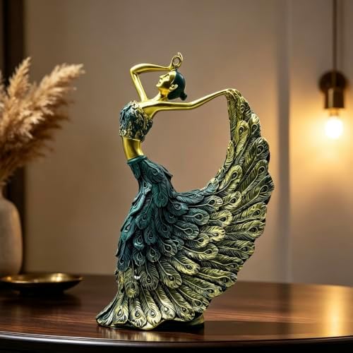 XINDAM Elegant Peacock Art Figurine Dancer Statue Decorative Home & Office Figurines Home Office Display Craft Living Room Decor Ornaments for Tabletop - Image 5