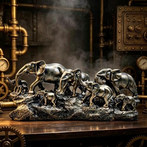 XINDAM 14 INCH Elephant Statue Elephants Family Figurine Decorative Home & Office Figurines Home Office Display Craft Living Room Decor Ornaments for Tabletop Bronze Finish - Image 5