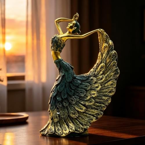 XINDAM Elegant Peacock Art Figurine Dancer Statue Decorative Home & Office Figurines Home Office Display Craft Living Room Decor Ornaments for Tabletop - Image 3