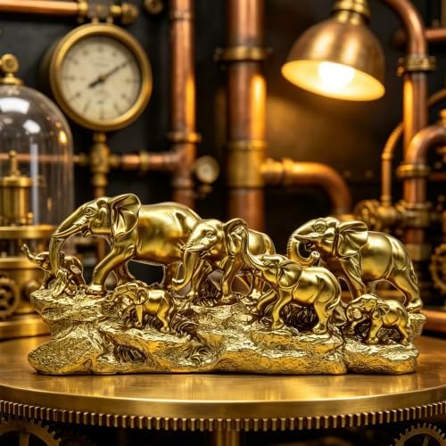 XINDAM 14 INCH Elephant Statue Elephants Family Figurine Decorative Home & Office Figurines Home Office Display Craft Living Room Decor Ornaments for Tabletop - Image 7