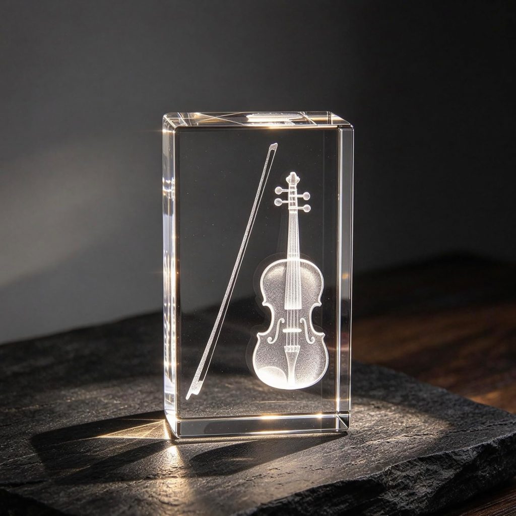 XINDAM 3D Violin Paperweight Laser Etched in Crystal...
