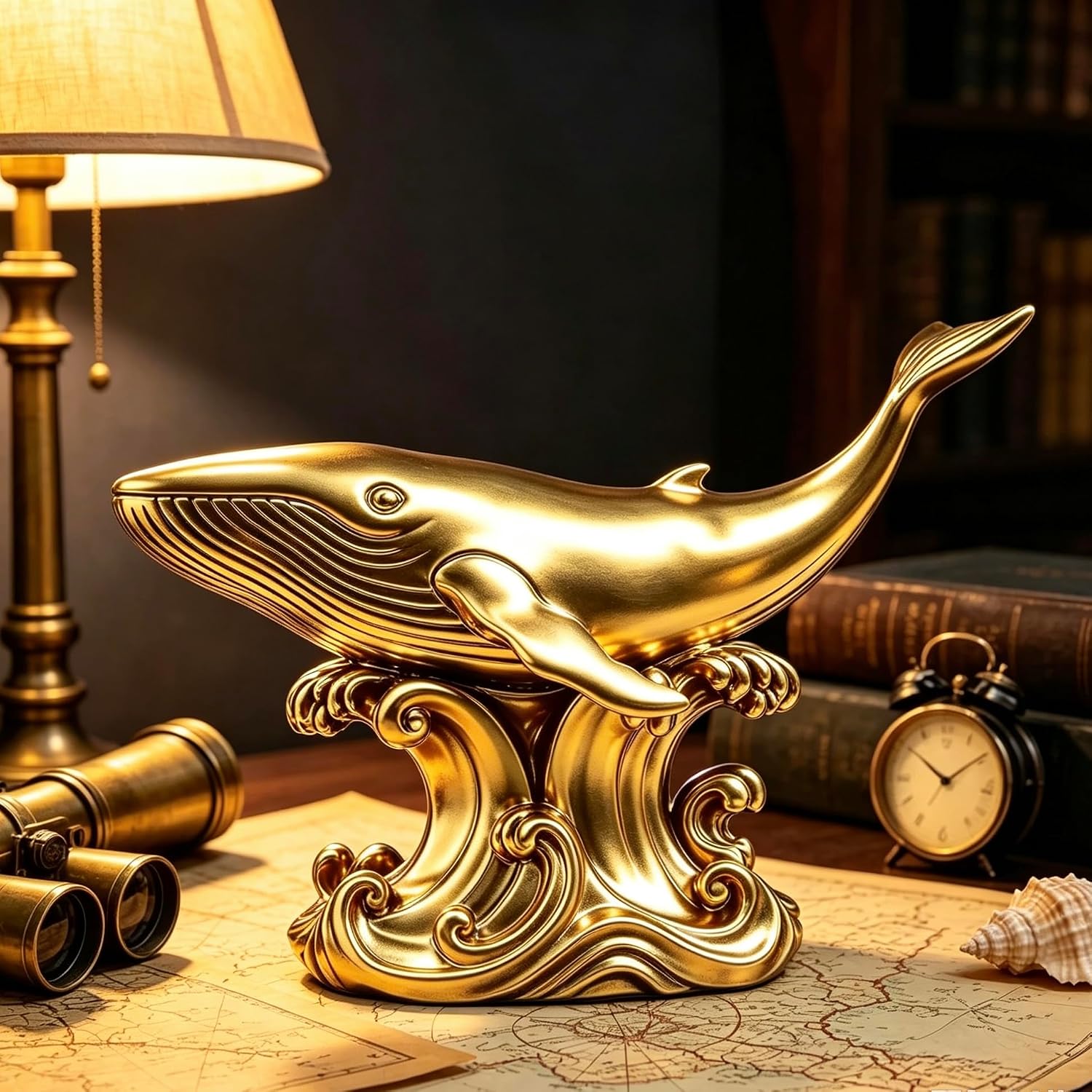 XINDAM Whale Figurine Marine Animals Statue Decorative Home & Office Resin Figurines Home Office Display Craft Living Room Decor Ornaments for Tabletop