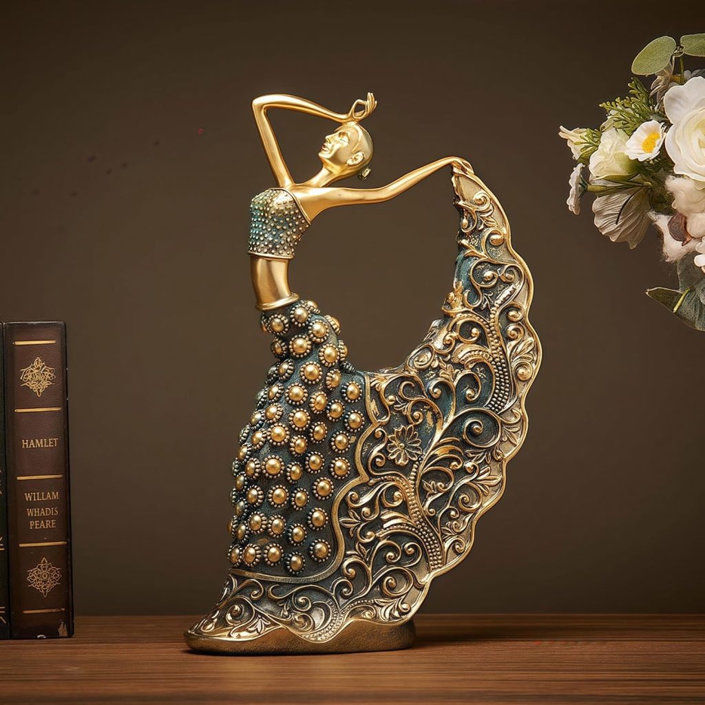 XINDAM Elegant Peacock Art Figurine Dancer Statue Decorative Home & Office Figurines Home Office Display Craft Living Room Decor Ornaments for Tabletop
